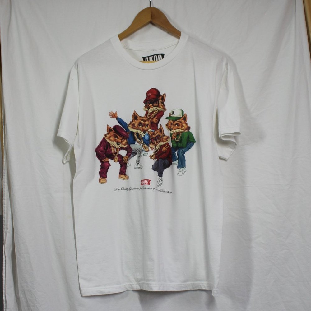 Akoo - Men Vintage 1980 Fox Graphic T-shirt - Size L